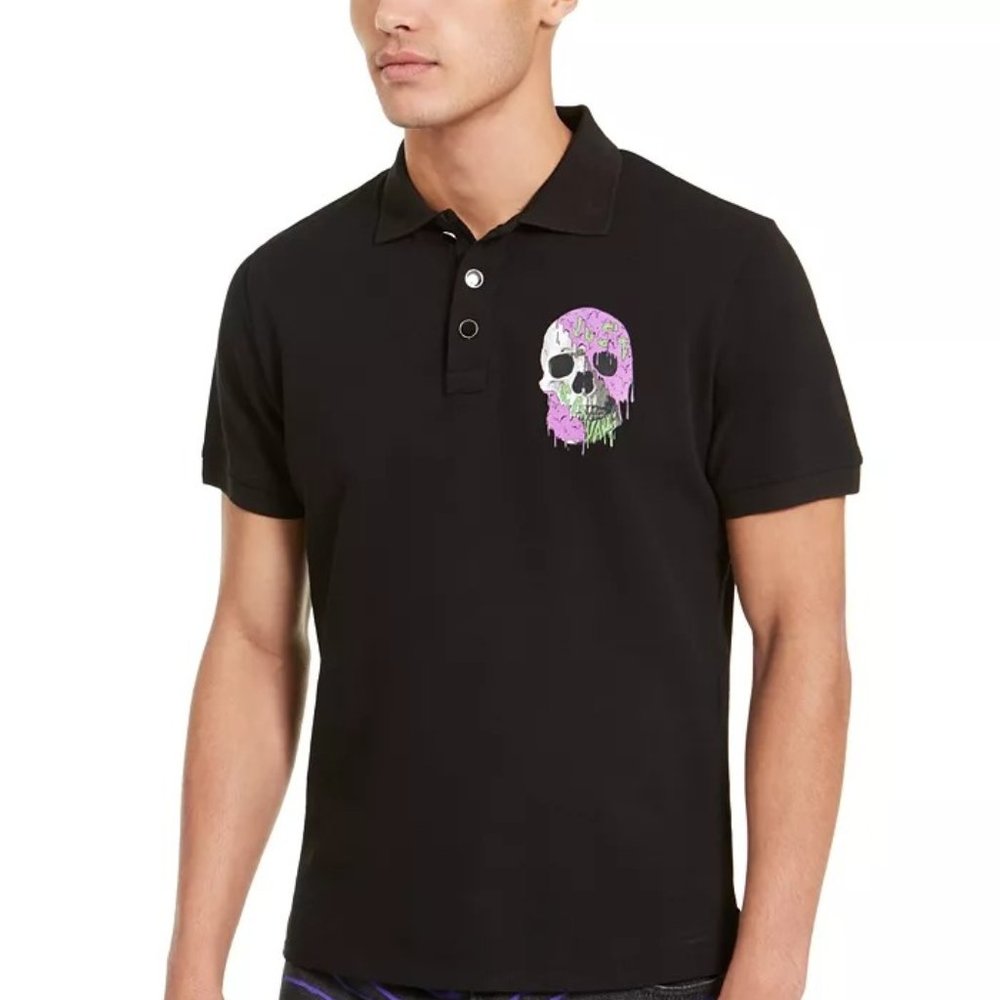 JUST CAVALLI Men's Skull Graphic Pique Polo Shirt